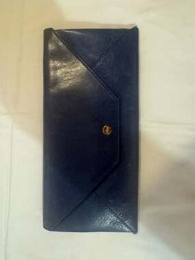 Abas Accessories Blue Leather Envelope Clutch Wallet
